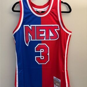 Drazen Petrovic Nets Mitchell & Ness Jersey Medium Split Blue and Res Jersey
